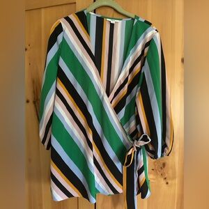 Bar III Multicolor Striped Wrap Blouse